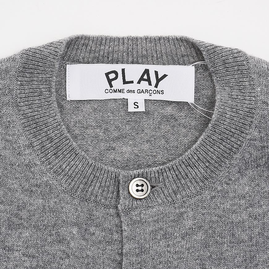 Comme des Garcons Grey Double Heart Patch Unisex Cardigan