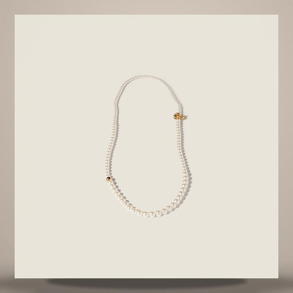 Miu Miu Metal and Pearl Necklace 5IC341 2G9N F0SAJ