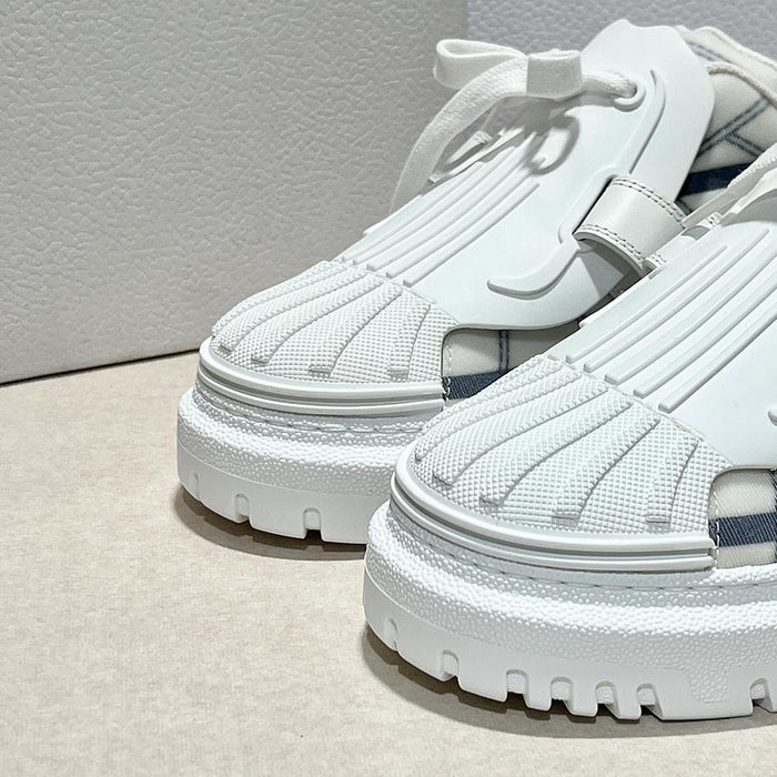 DIOR White French Blue Technical Fabric ID Low-Top Sneakers