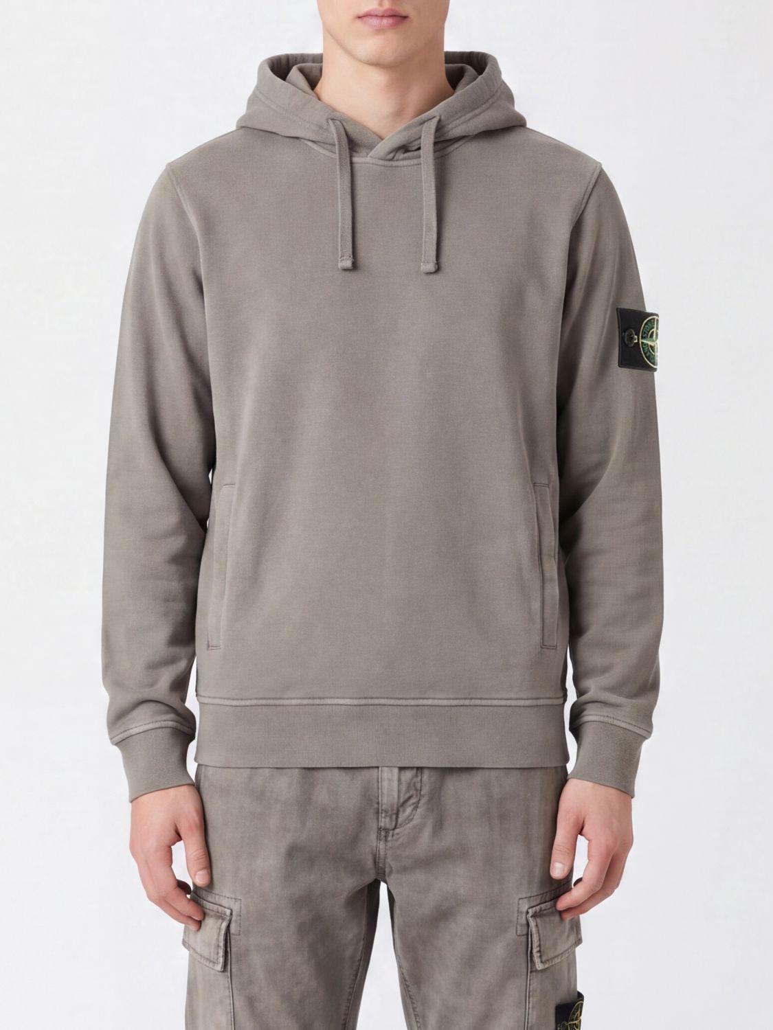 STONE ISLAND Green Cotton Pullover Hoodie