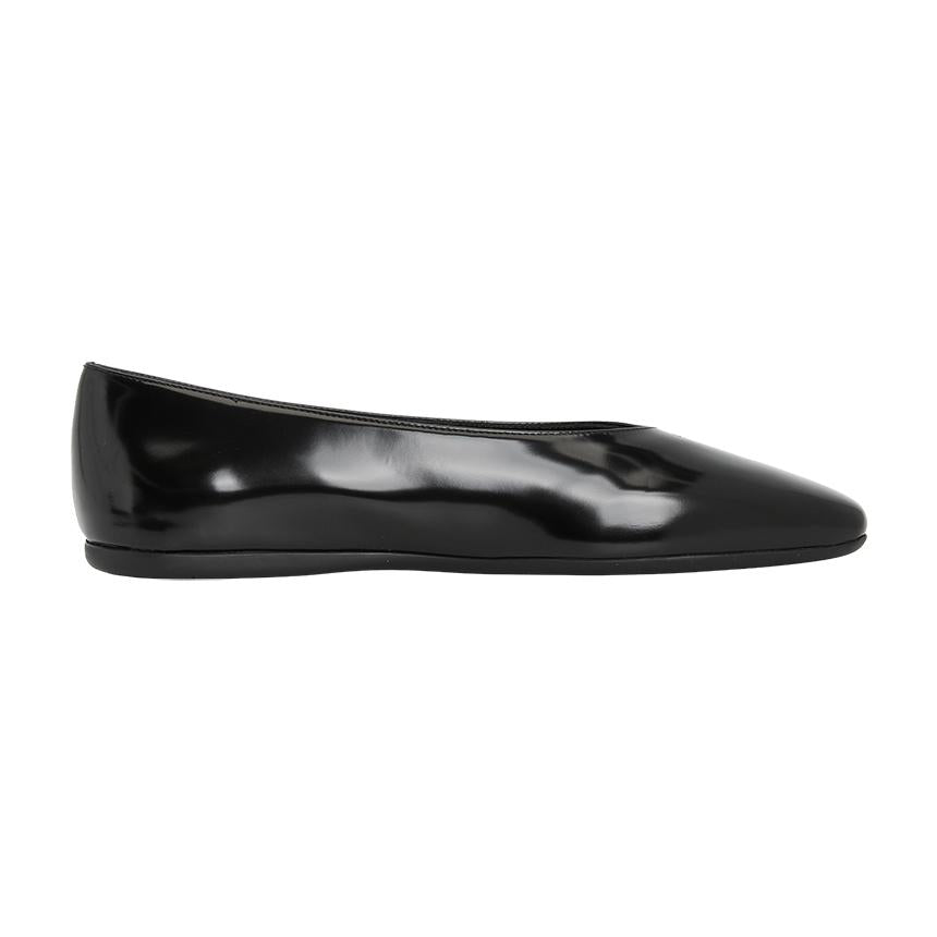PRADA Brushed Leather Ballerina Women’s Flat Shoes Black