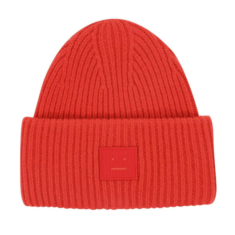 Acne Studios Face Patch Wool Beanie Sharp Red