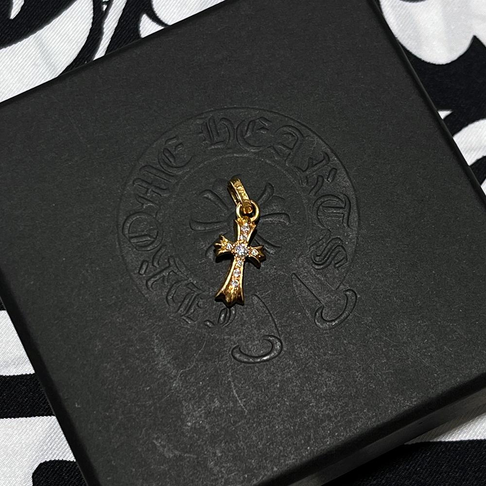 Chrome Hearts 22K Gold Baby Fat Pave Diamond Charm Pendant