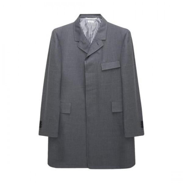 THOM BROWNE Super 120s Twill Classic Chesterfield Coat Gray Men