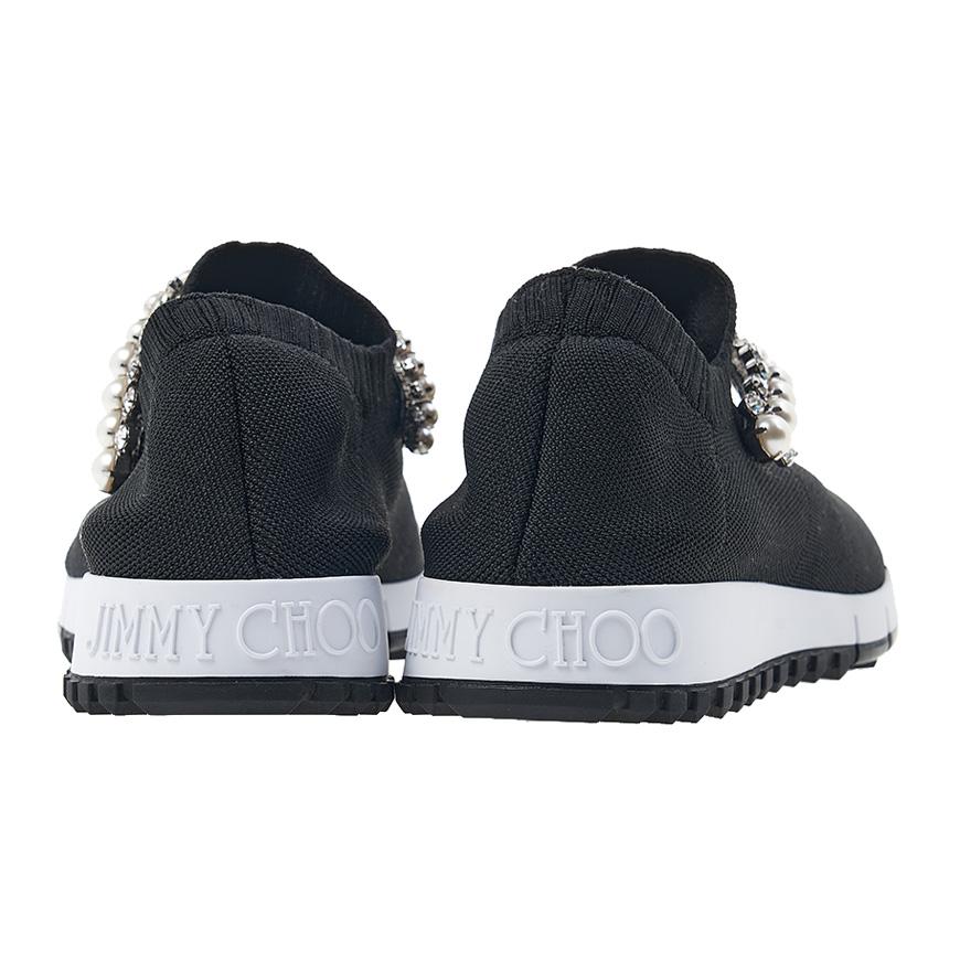 Jimmy Choo Women’s Knit Slip-On Low-Top Sneakers Black White