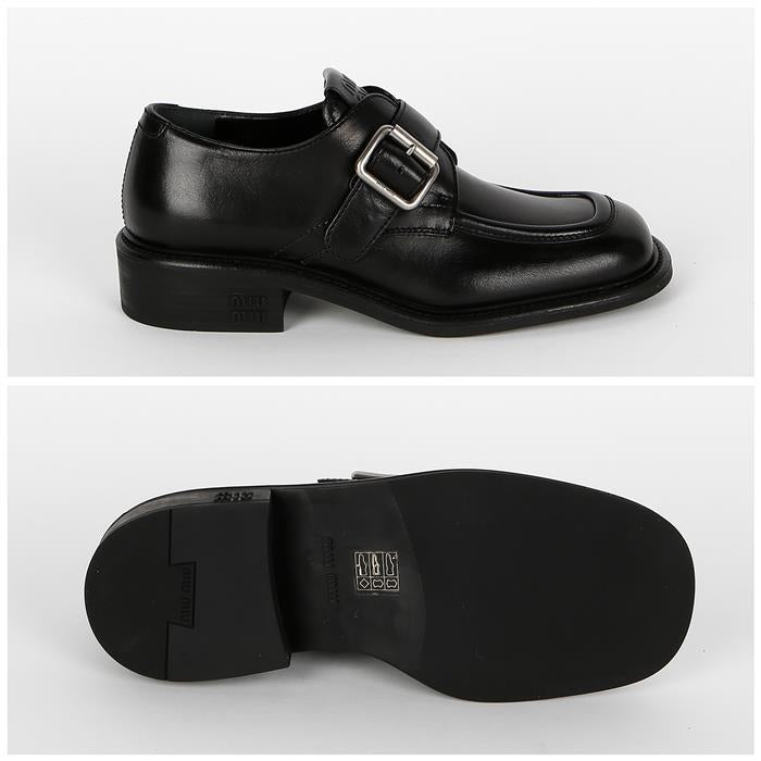 Miu Miu Black Leather Brogue Derby Shoes