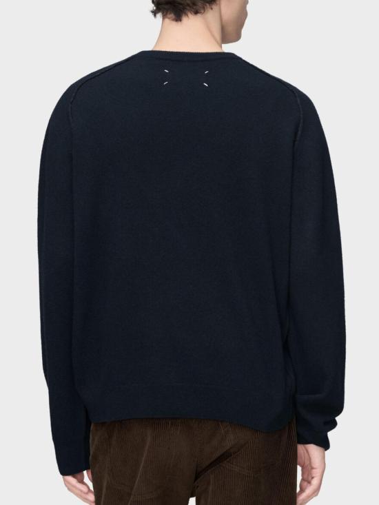 Maison Margiela Navy Wool Round Neck Sweater for Men