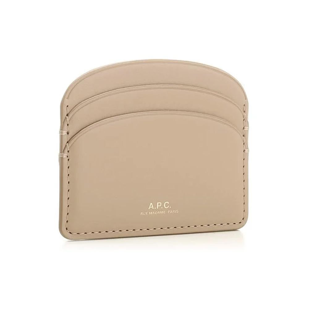 A.P.C. Demi-Lune Logo Half Moon Leather Card Holder PXAWV F63270 BAO
