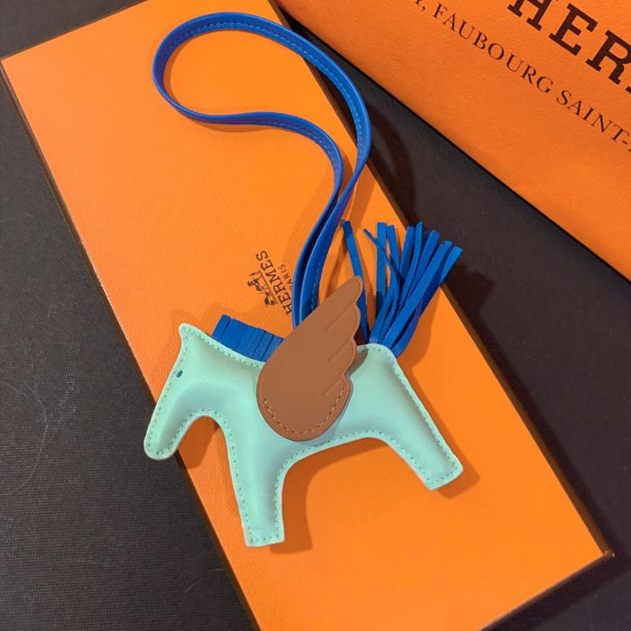 HERMES Rodeo Pegasus PM Charm Mint Brown Calfskin Lambskin Keyring