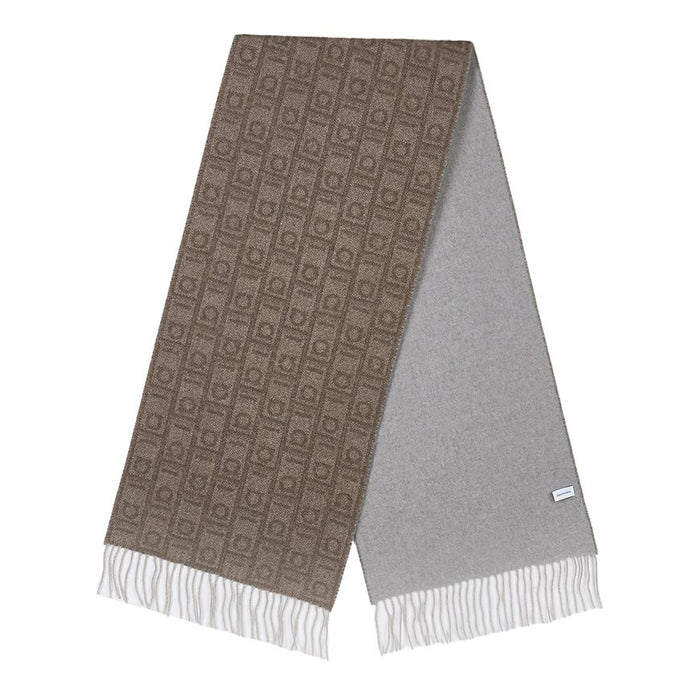 Ferragamo Monogram Wool Scarf Clay Stone Beige Women’s