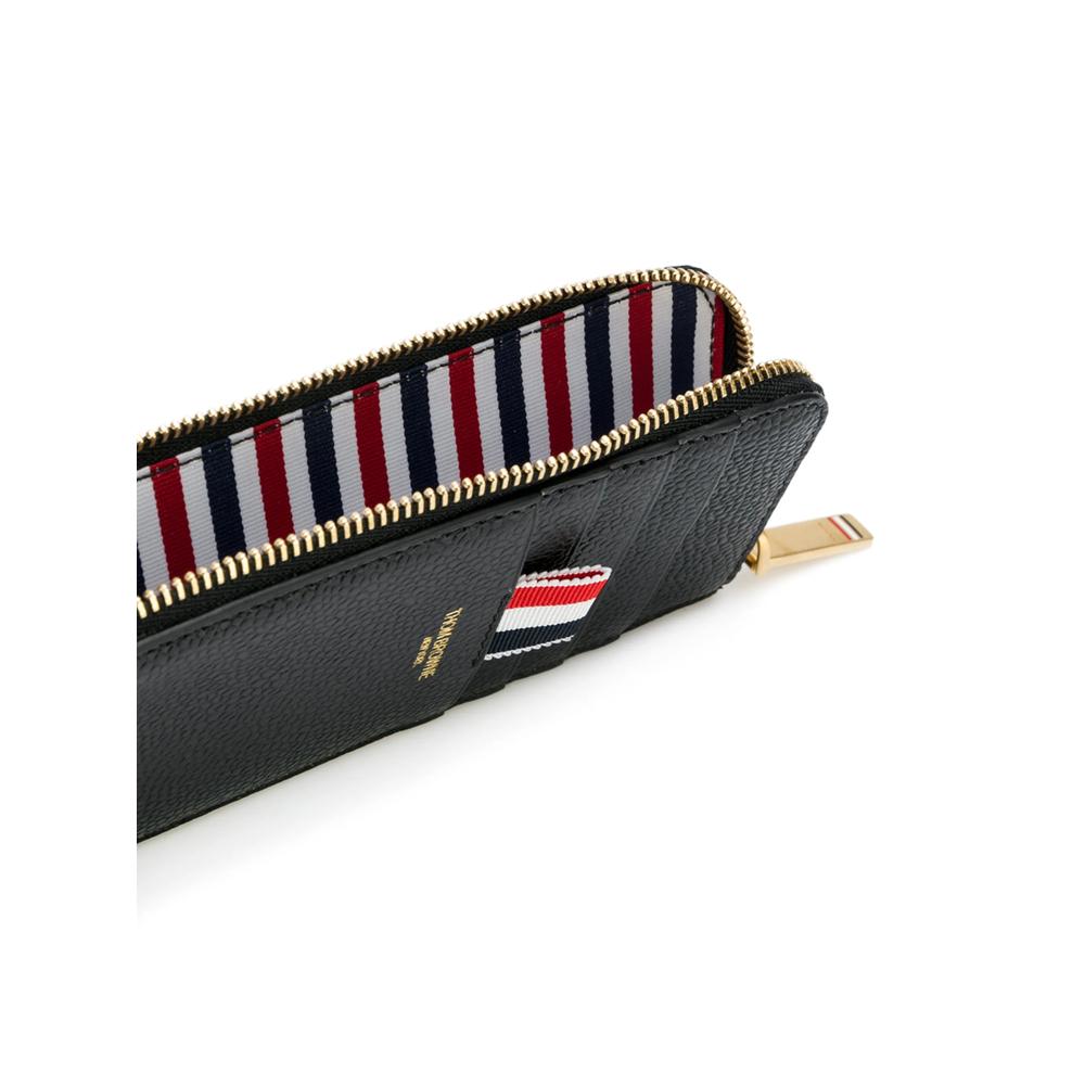 THOM BROWNE Black Pebble Grain Leather Long Wallet