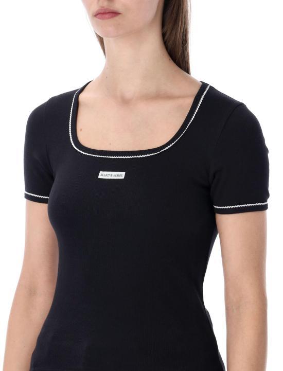 Marine Serre Black Short Sleeve T-Shirt WTT034 ACJER 0011