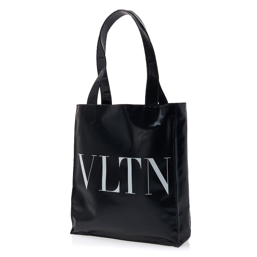 VALENTINO Garavani VLTN Logo Black Leather Unisex Tote Bag