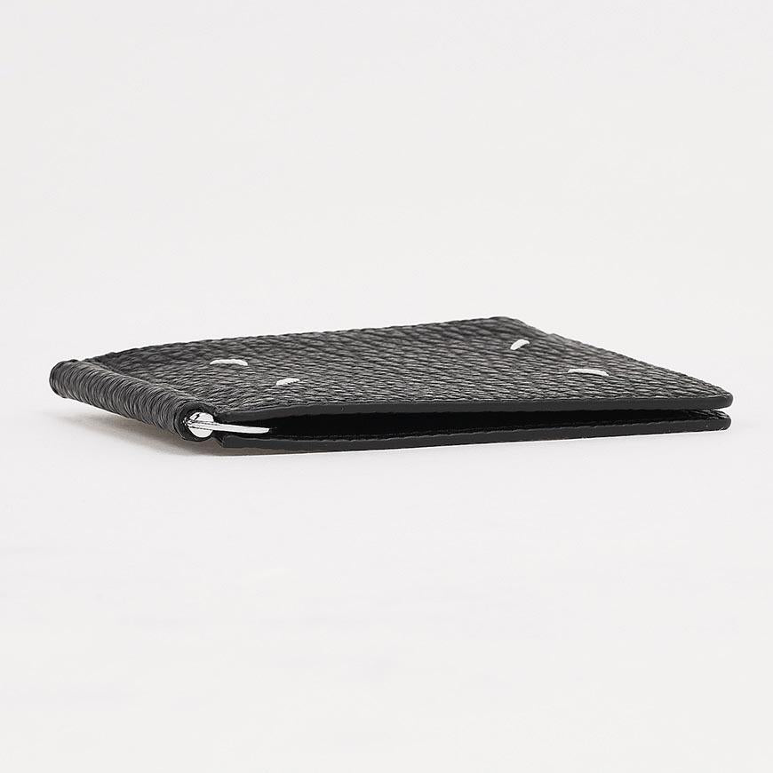 Maison Margiela Four-Stitch Leather Money Clip Wallet Black