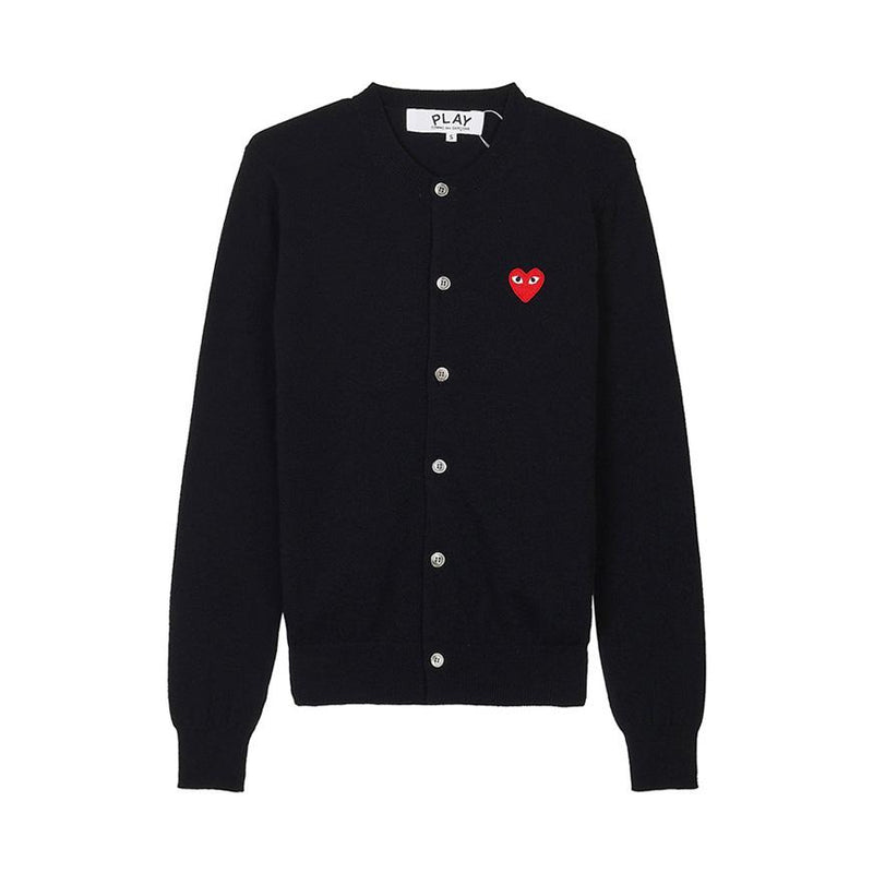 Comme des Garcons Unisex Black Red Heart Patch Cardigan