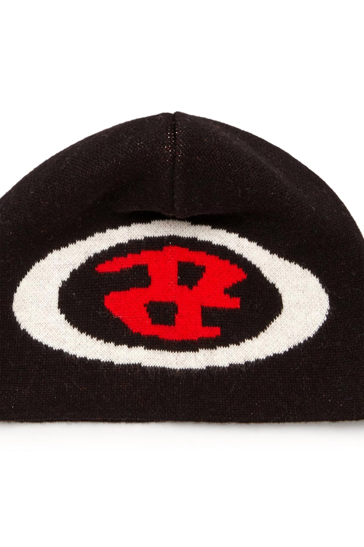 DIESEL Rib Knit Beanie Hat Black Mens Acrylic