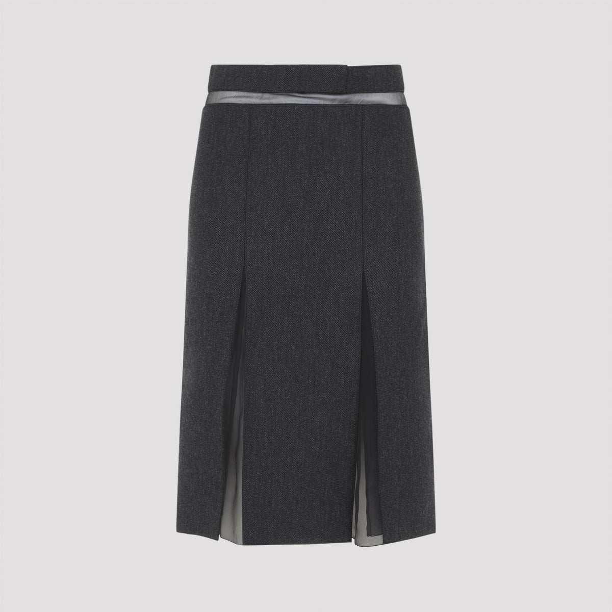PRADA Black Wool Blend Midi Skirt