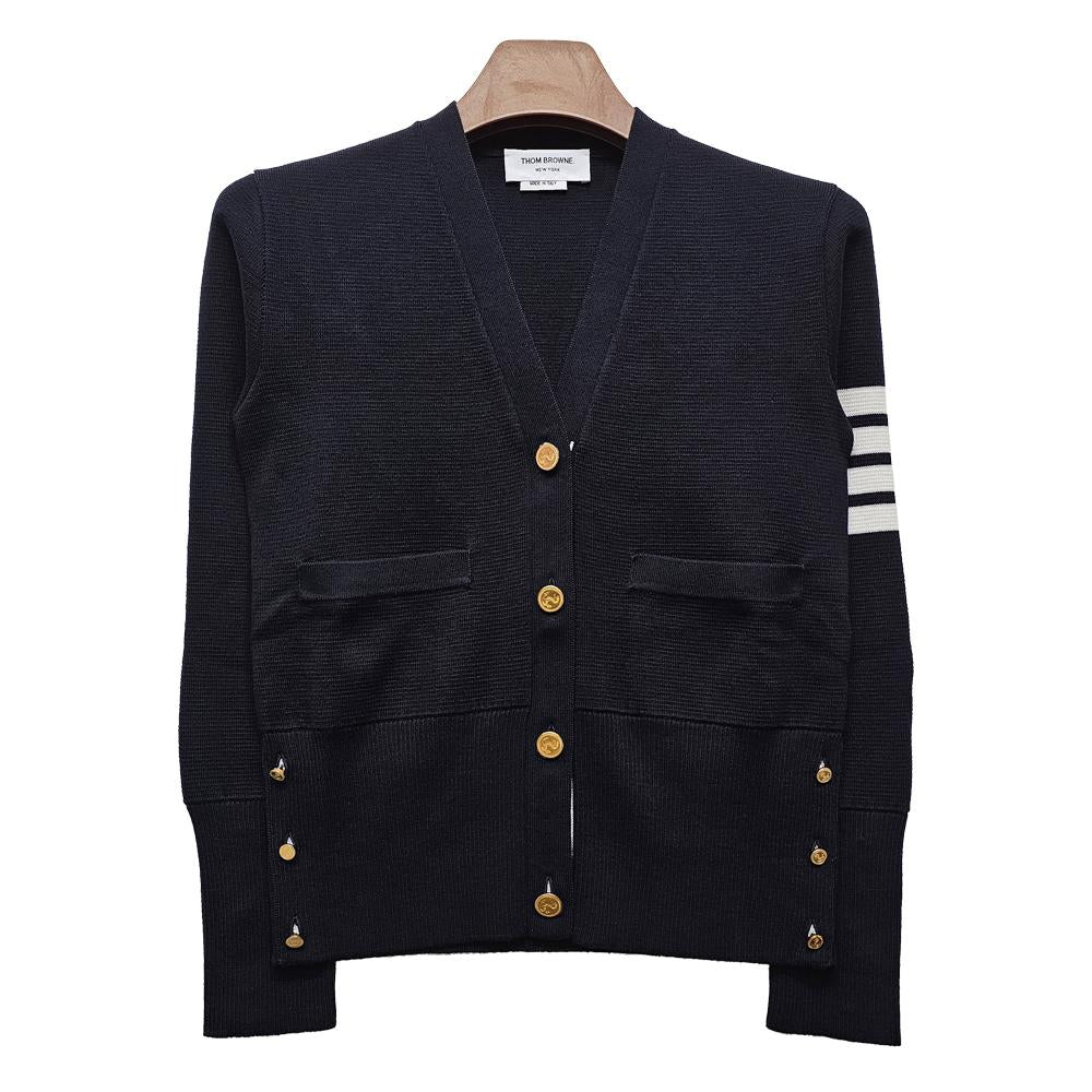 THOM BROWNE Women’s Classic Milano Stitch Wool Cardigan Navy