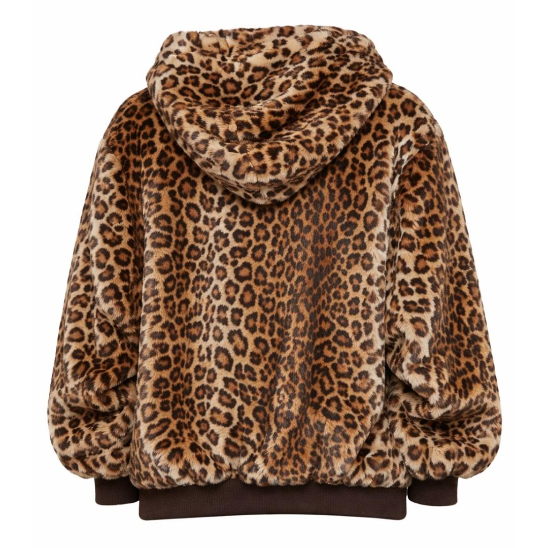 R13 Leopard Faux Fur Oversized Popover Hoodie for Women