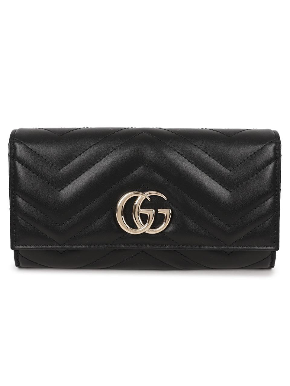 GUCCI GG Marmont Continental Wallet Black Leather Women’s Long Wallet