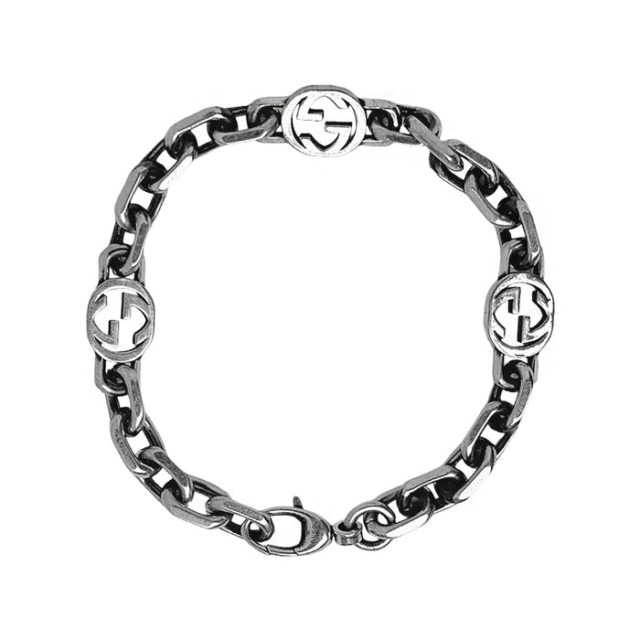 GUCCI Interlocking Vintage Silver Bracelet 620798 J8400 0811
