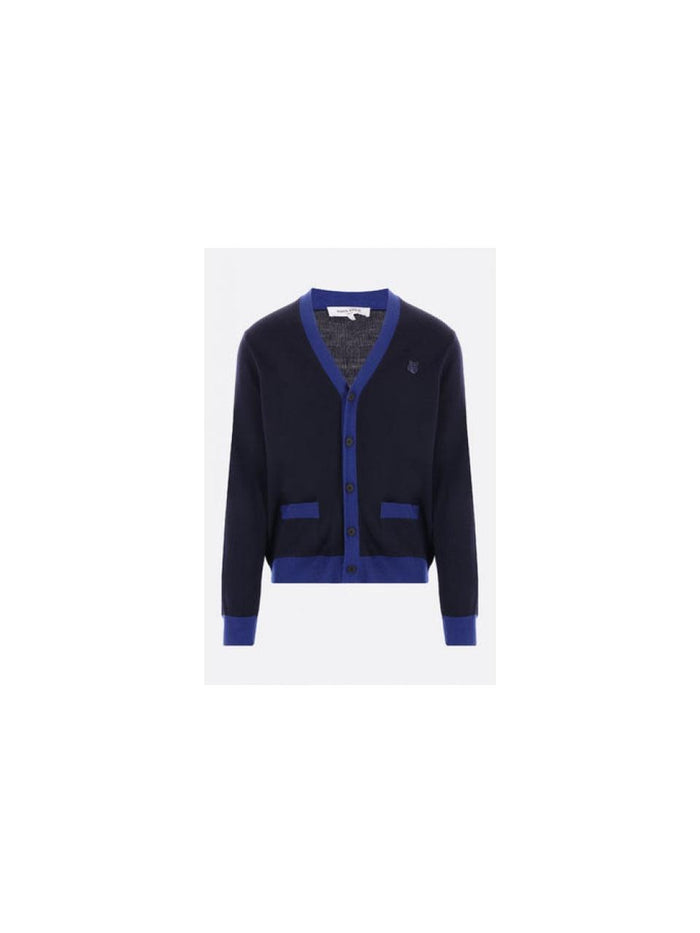 Maison Kitsune Bold Fox Head Patch Bicolor Cardigan Two-Tone NM00507 KT1036 P476
