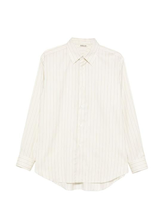 AURALEE Ivory Stripe Long Sleeve Shirt
