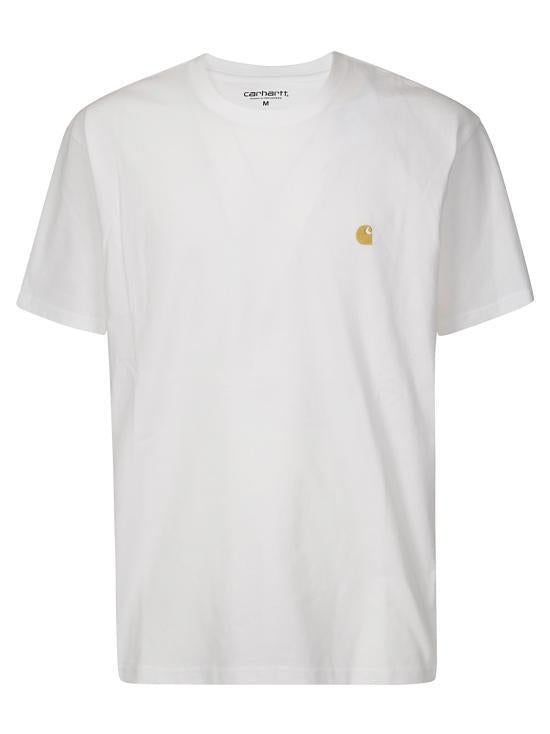 CARHARTT WIP Short Sleeve Chase T-Shirt White/Gold Cotton Men I02639100RXX