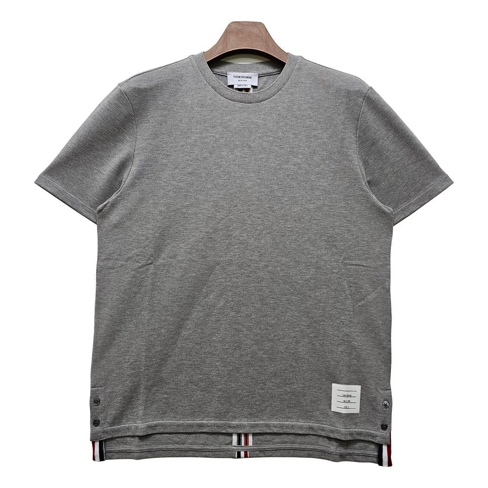THOM BROWNE Back Triple Stripe Short Sleeve T-Shirt Gray Cotton
