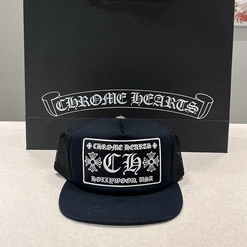 Chrome Hearts CH Hollywood Trucker Hat Black