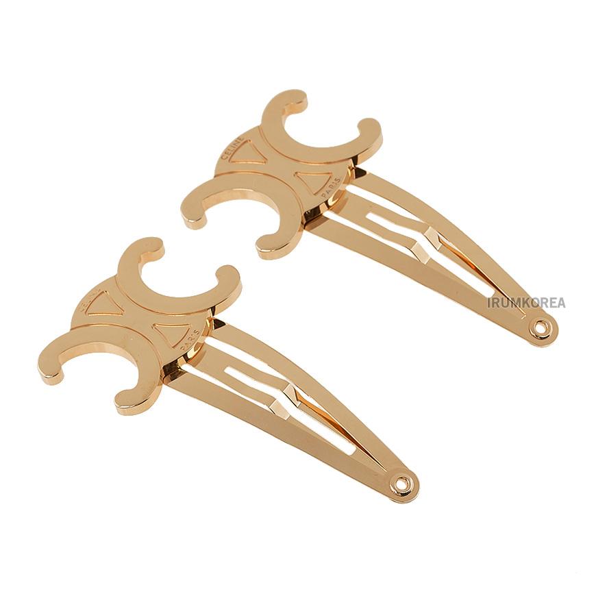 CELINE Triomphe Hair Clip for Women Orange