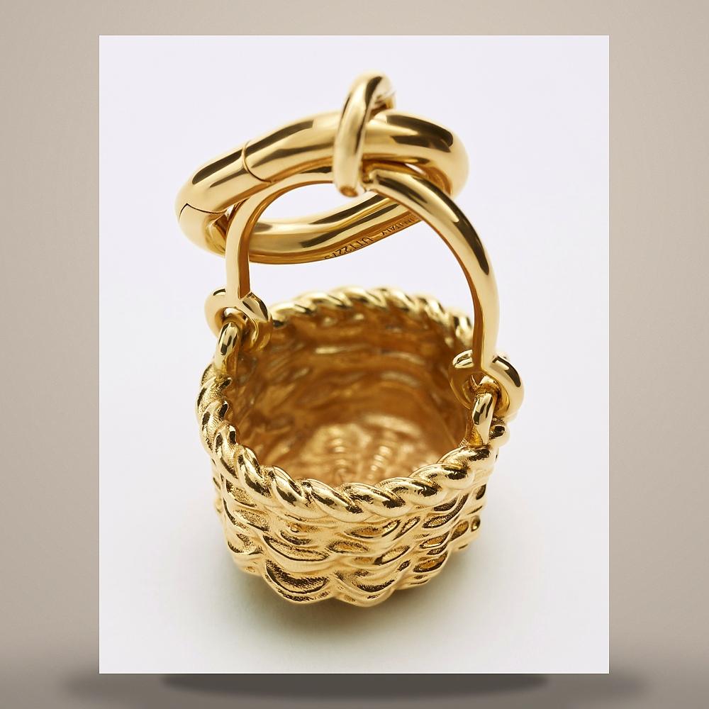 CELINE Gold Finish Brass Panier Charm Keyring B10723F58 35OR