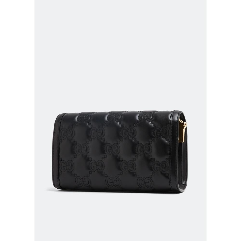 GUCCI GG Matelassé Leather Crossbody Bag Black