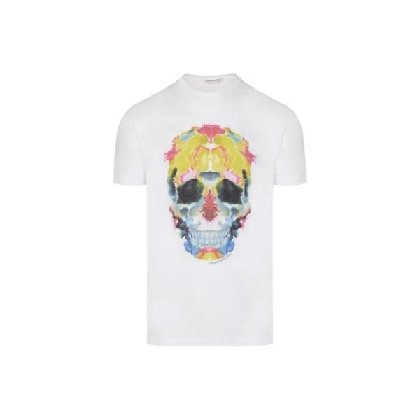 Alexander Mcqueen White 15th Anniversary Blot Skull T-Shirt
