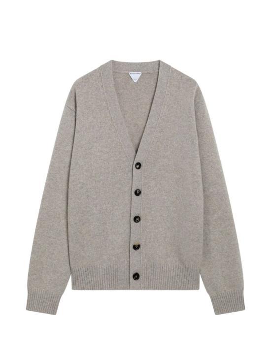 Bottega Veneta Gray Wool Knit Cardigan for Men