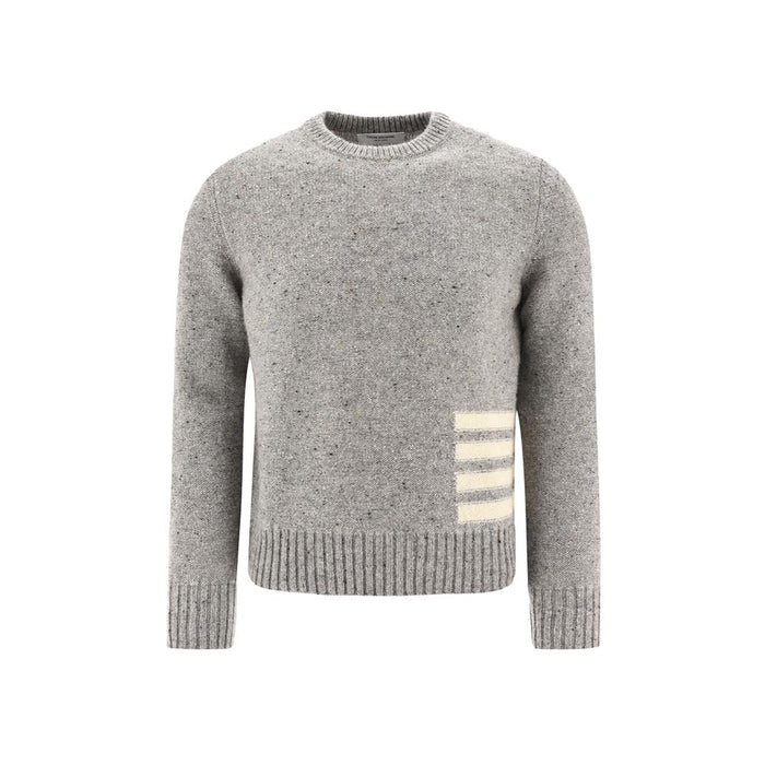THOM BROWNE Donegal Intarsia Diagonal Stripe Crewneck Knit Sweater