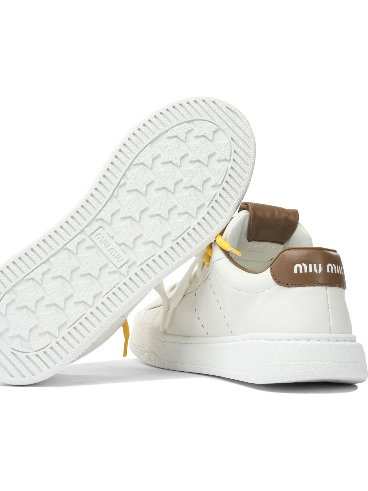 Miu Miu Leather Low-Top Sneakers White/Beige