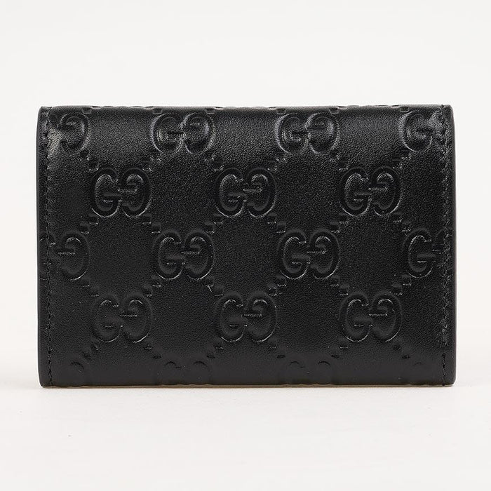 GUCCI Men's GG Emblem Leather Card Holder Black