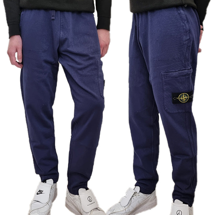 STONE ISLAND Logo Patch Fleece Jogger Sweatpants Men’s Navy