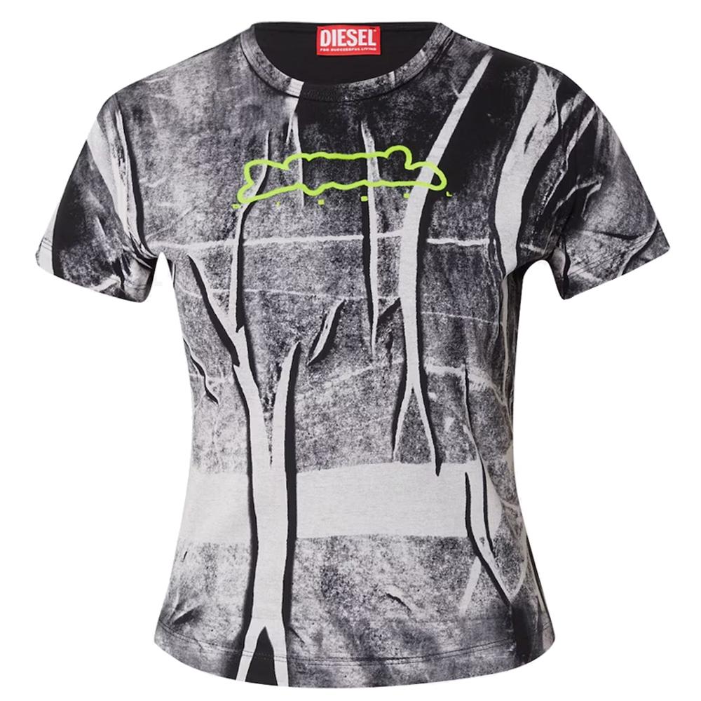 DIESEL Velvet Logo Short Sleeve T-Shirt White Women