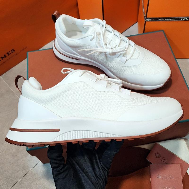 Loro Piana Suede Calfskin Weekend Walk Low-Top Sneakers White