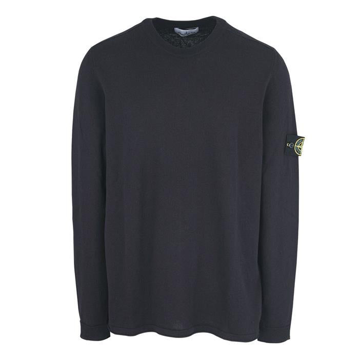 STONE ISLAND Woven Patch Crewneck Knit Long Sleeve T-Shirt