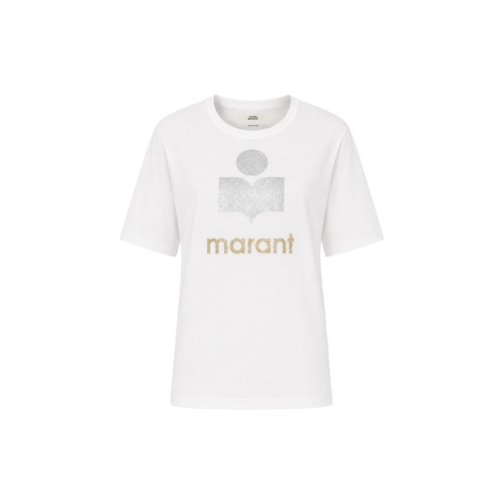 Isabel Marant White KUTA Logo Side Slit Short Sleeve T-Shirt