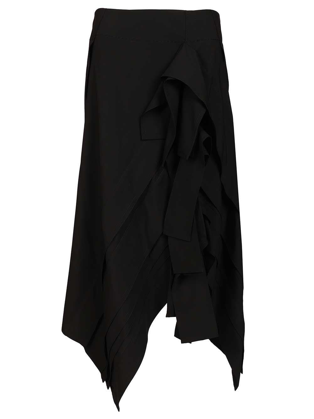 Bottega Veneta Black Leather Midi Skirt