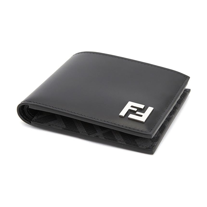 FENDI Black Leather Bifold Wallet for Men
