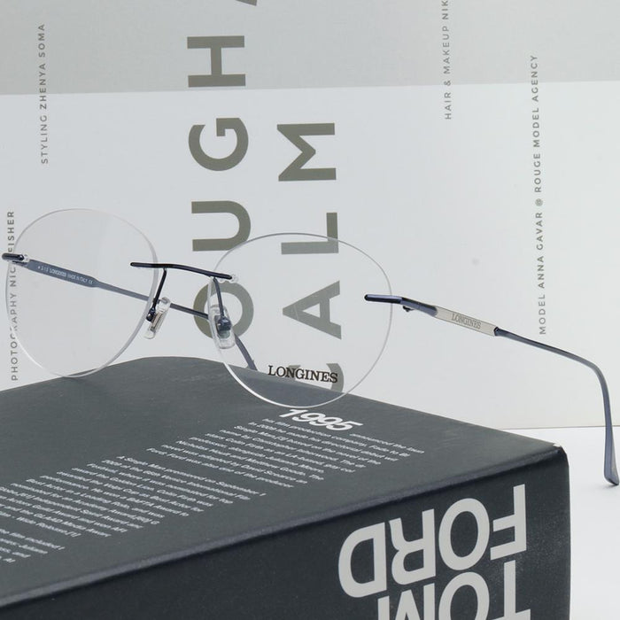 LONGINES Rimless Round Eyeglasses Frame Unisex Luxury Accessory LG5002H 090