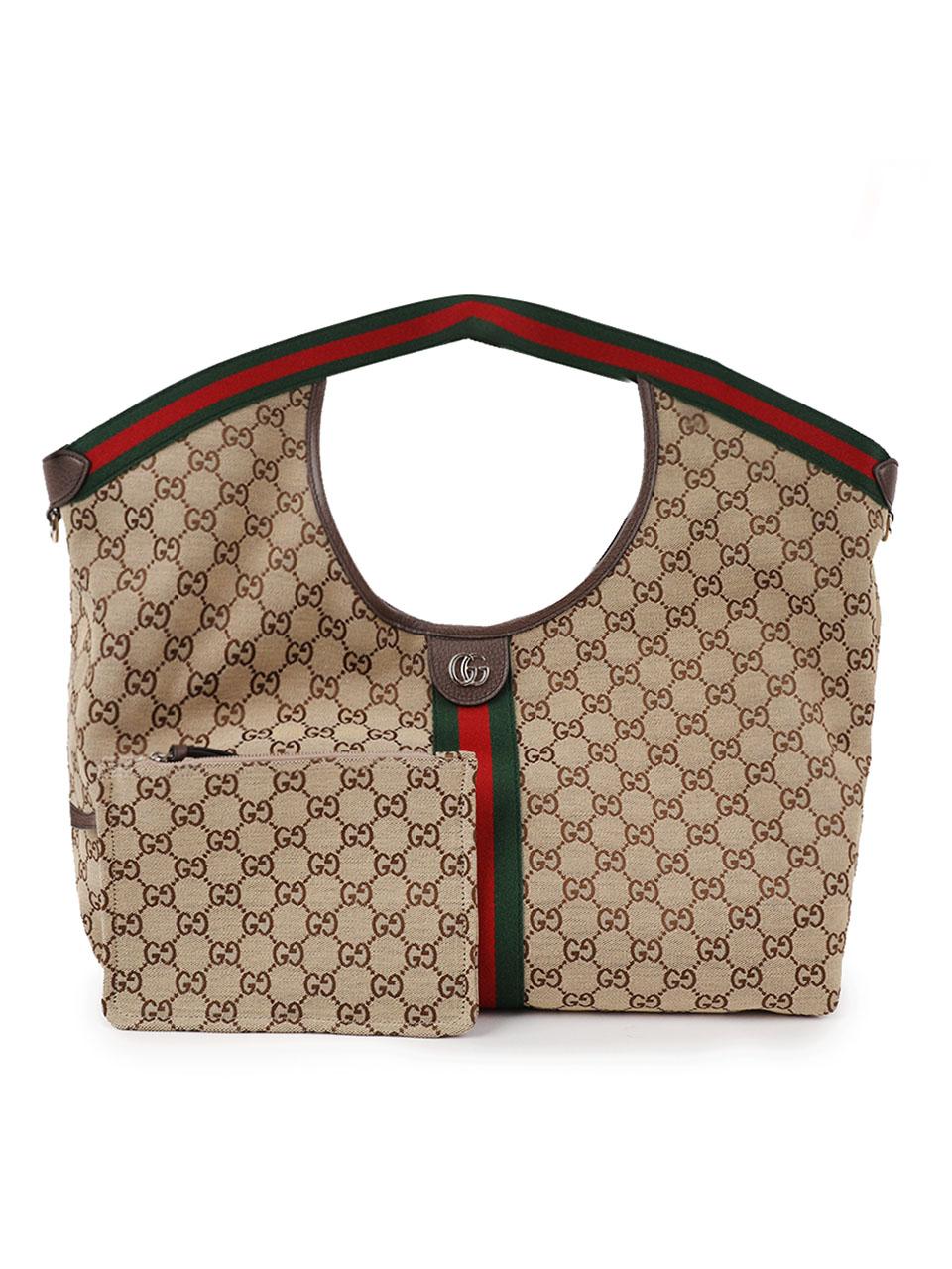 GUCCI Ggilio Large Tote Bag Brown Leather Top Handle Tote