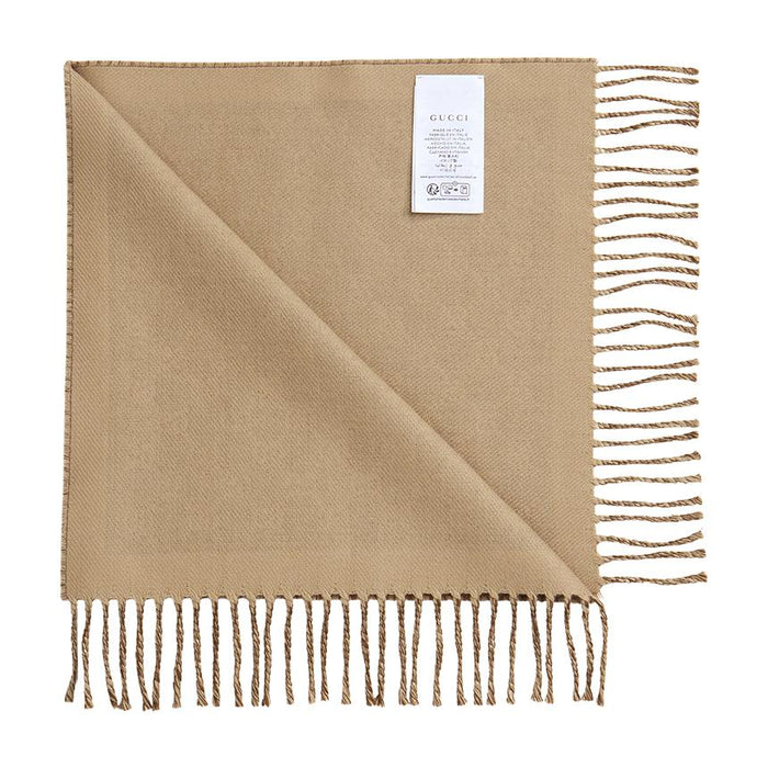 GUCCI GG Monogram Wool Scarf Ivory Beige Women’s