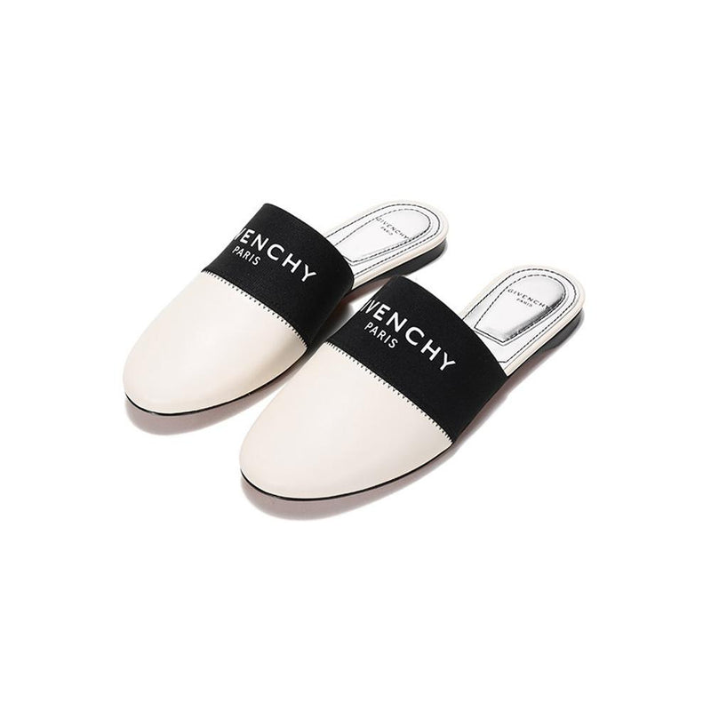GIVENCHY Logo Flat Mule Loafers Crema Beige Leather