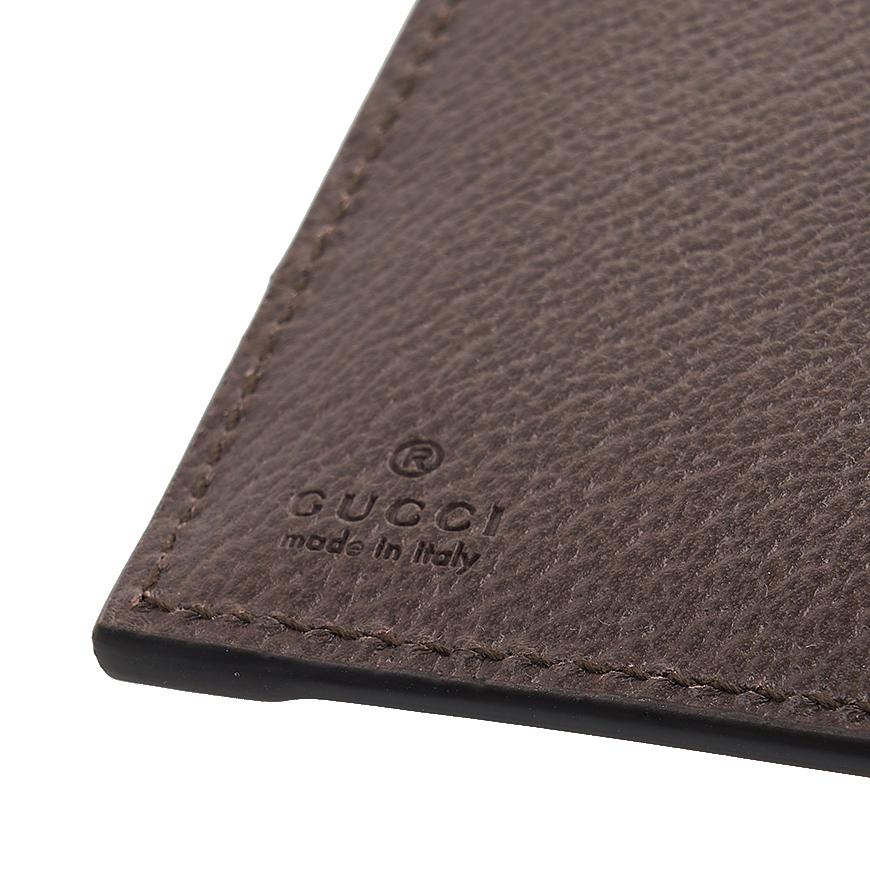 GUCCI Unisex Ophidia GG Canvas Passport Wallet Brown Trim